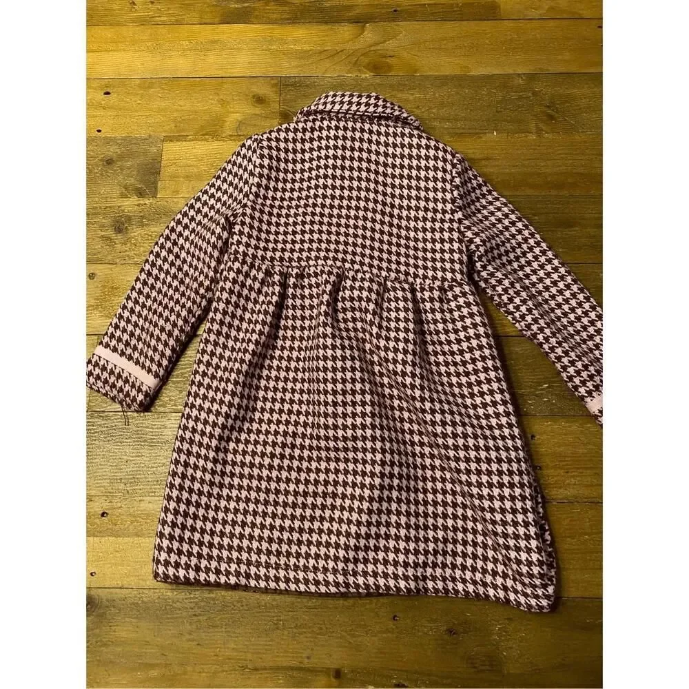 Holiday Editions 3T pink brown pea coat bow buttons  girls peacoat